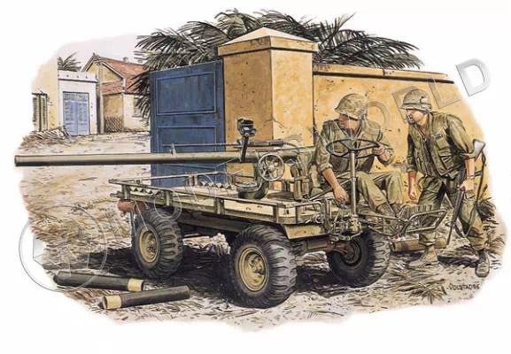 Склеиваемая пластиковая модель Американский транспортер M274 MULE with 106 mm R.R. and crew (Hue City, VIetnam 1968). Масштаб 1:35