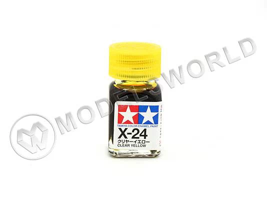 Эмалевая глянцевая краска Tamiya в стеклянной баночке 10 мл X-24 Clear Yellow (Прозрачно-желтая)