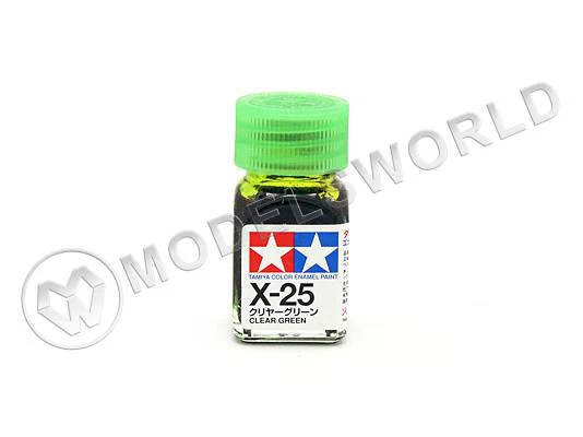 Эмалевая глянцевая краска Tamiya в стеклянной баночке 10 мл X-25 Clear Green (Прозрачно-зеленая)