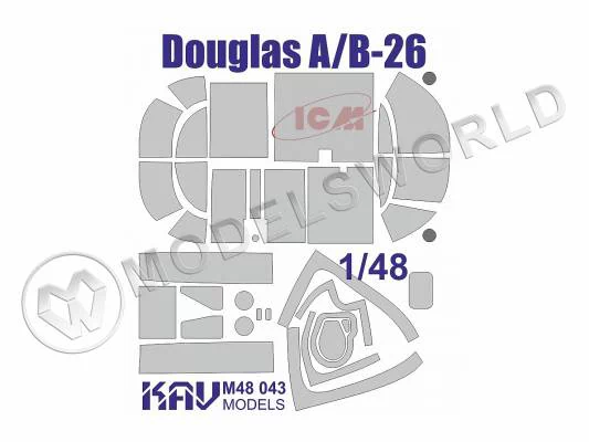 Окрасочная маска на  Douglas A/B-26 расширенный набор, ICM. Масштаб 1:48