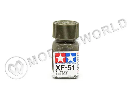 Эмалевая матовая краска Tamiya в стеклянной баночке 10 мл. XF-51 Khaki Drab