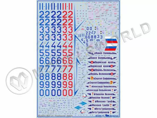 Декаль Микоян МиГ-31. Масштаб 1:48