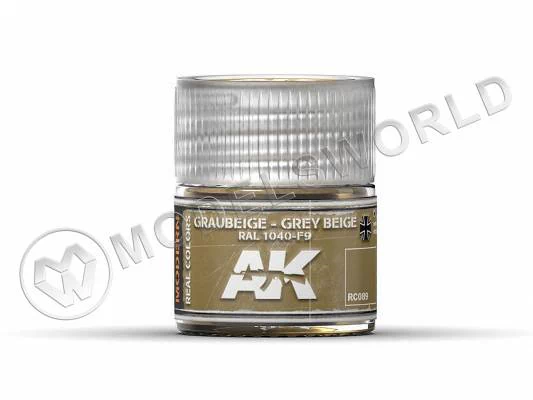 Акриловая лаковая краска AK Interactive Real Colors. Graubeige-Grey Beige  RAL 1040-F9. 10 мл