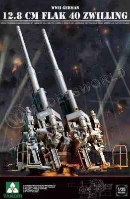 Склеиваемая  пластиковая модель WWII German 12.8 cm FlaK 40 Zwilling. Масштаб 1:35