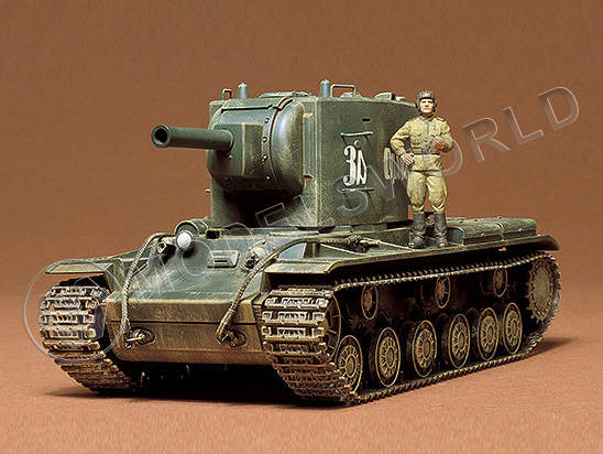 Склеиваемая пластиковая модель советский танк КВ-2 с одной фигурой. Масштаб 1:35 - фото 1