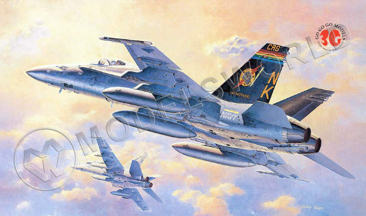 Склеиваемая пластиковая модель самолета F\A-18A\C Hornet PT50. Масштаб 1:48 - фото 1