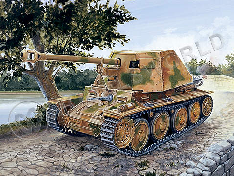 Склеиваемая пластиковая модель Немецкая САУ Sd.Kfz.138 Panzerjager Marder III Ausf.H. Масштаб 1:72 - фото 1