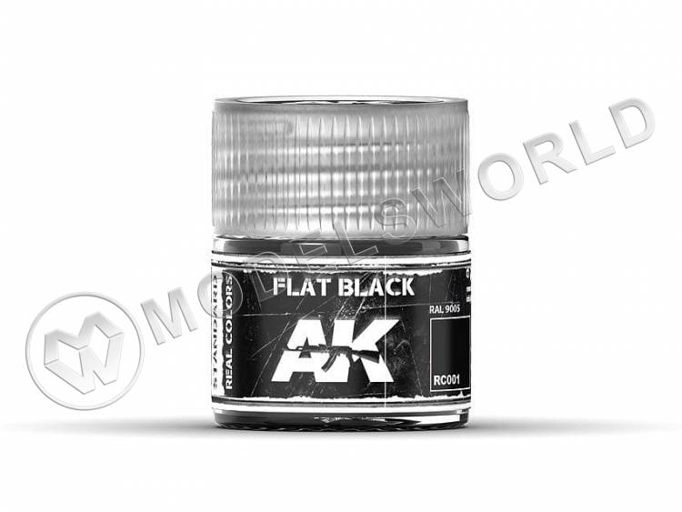 Акриловая лаковая краска AK Interactive Real Colors. Flat Black. 10 мл - фото 1