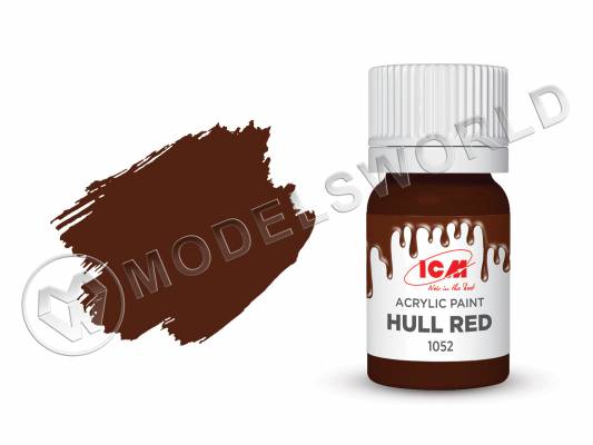 Акриловая краска ICM, цвет Красно-коричневый (Hull Red), 12 мл