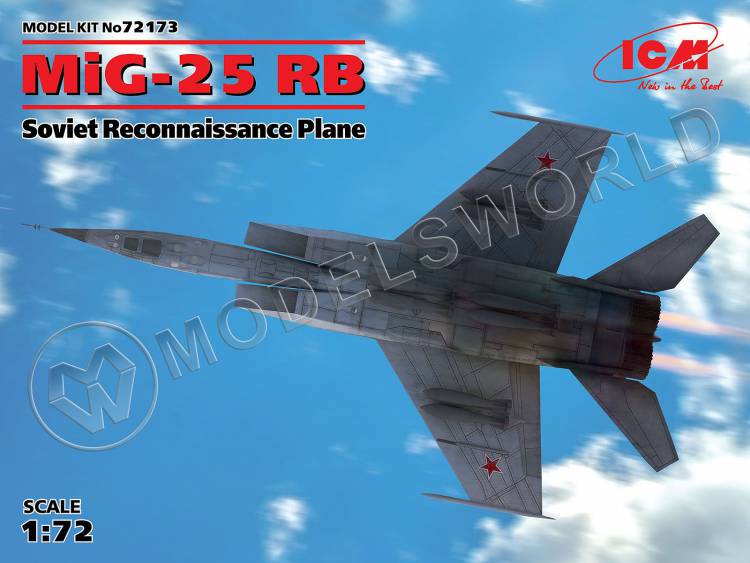 Склеиваемая пластиковая модель МиГ-25РБ, Советский самолет-разведчик. Масштаб 1:72 - фото 1