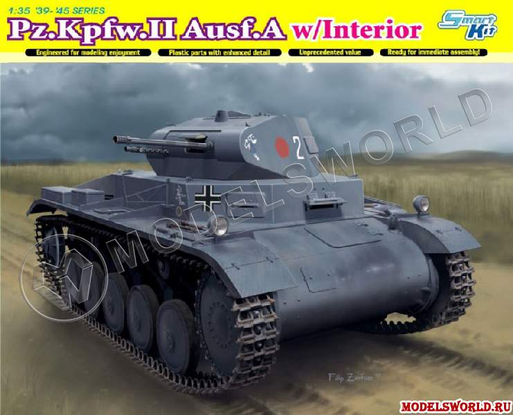Склеиваемая пластиковая модель Танк Pz.Kpfw.II Ausf.A с интерьером. Масштаб 1:35 - фото 1