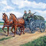 Склеиваемая пластиковая модель Конная повозка с 2 лошадьми и 2 фигурами немецких солдат. Масштаб 1:35