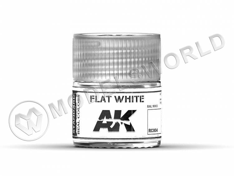 Акриловая лаковая краска AK Interactive Real Colors. Flat White. 10 мл - фото 1