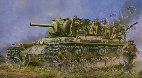Склеиваемая пластиковая модель KV-1 Model 1941 KV Small Turret Tank. Масштаб 1:48 - фото 1