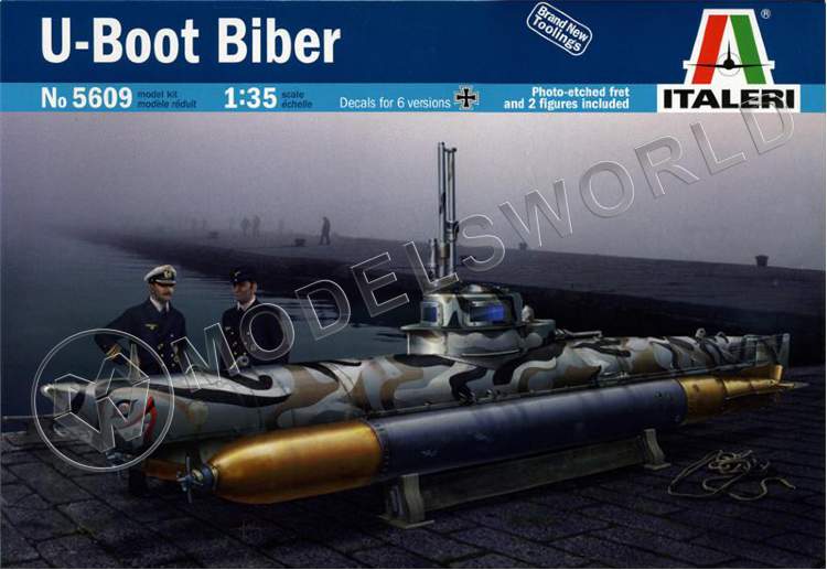Склеиваемая пластиковая модель Подводная лодка Biber midget submarine. Масштаб 1:35 - фото 1