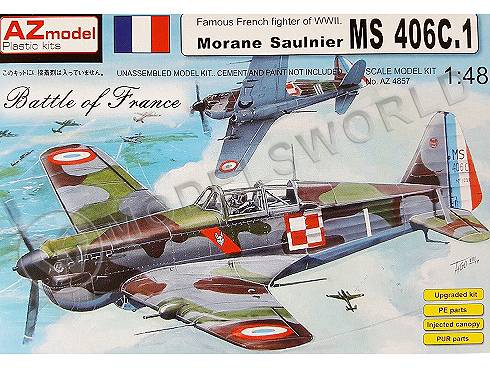 Склеиваемая пластиковая модель Французский истребитель Morane Saulnier MS 406C.1. Масштаб 1:48 - фото 1
