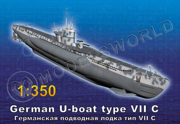 Склеиваемая пластиковая модель Германская подводная лодка типа VII C. Масштаб 1:350