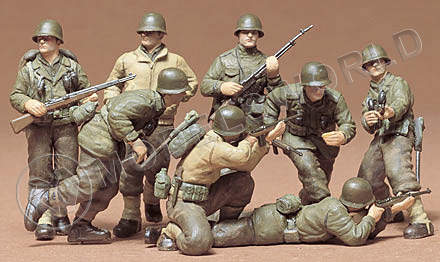 Фигуры американские пехотинцы, западно-Европейский фронт (8 фигур). Масштаб 1:35 - фото 1