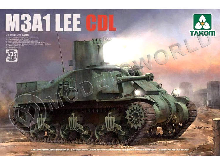 Склеиваемая пластиковая модель Американский средний танк M3A1 LEE CDL. Масштаб 1:35 - фото 1