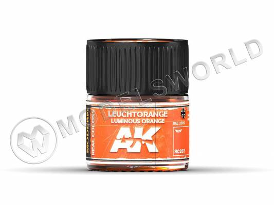 Акриловая лаковая краска AK Interactive Real Colors. Leuchtorange-Luminous Orange RAL 2005. 10 мл