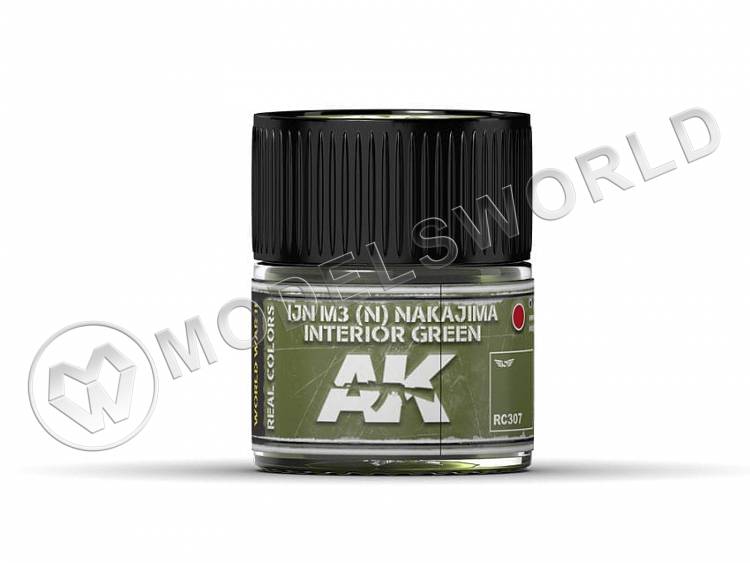 Акриловая лаковая краска AK Interactive Real Colors. IJN M3 (N) NAKAJIMA Interior Green. 10 мл - фото 1