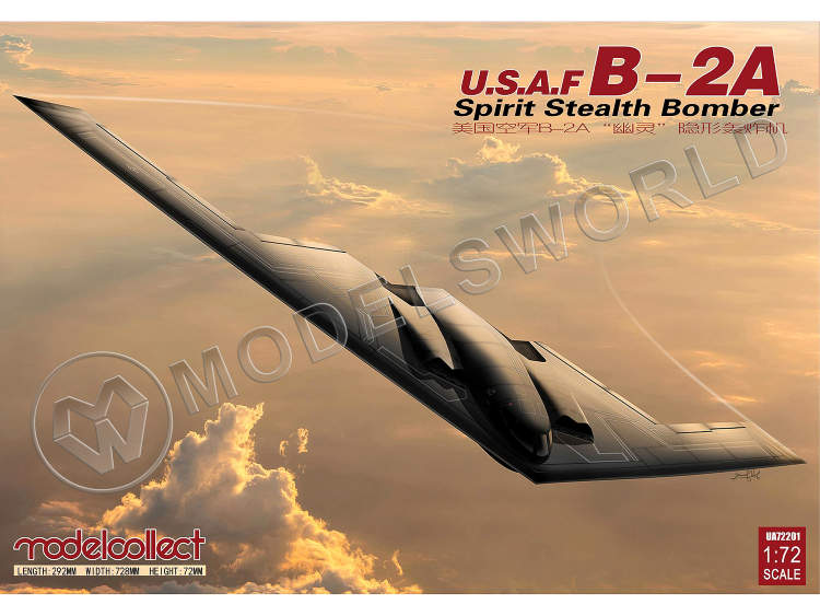 Склеиваемая пластиковая модель Американский стратегический бомбардировщик B-2A Spirit Stealth. Масштаб 1:72 - фото 1