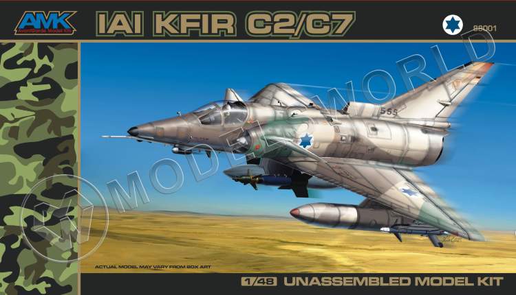 Склеиваемая пластиковая модель Самолет Israeli Air Force Kfir C2/C7. Масштаб 1:48 - фото 1