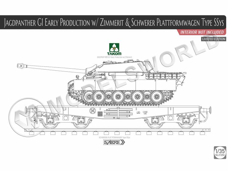 Склеиваемая пластиковая модель Немецкий истребитель танков Sd.Kfz.173 Jagdpanther G1 ранний с циммеритом на платформе типа SSys (Limited Edition). Масштаб 1:35 - фото 1