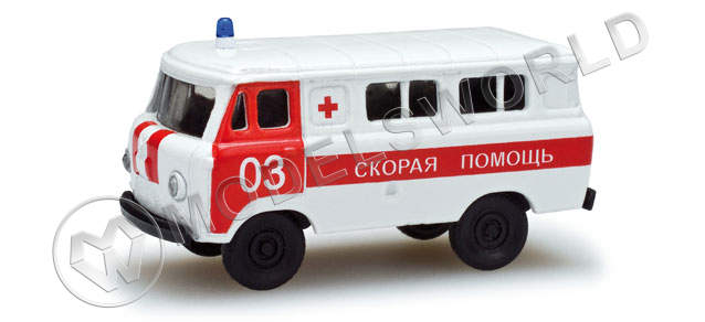 Модель автомобиля UAZ 452 "Красный Крест". H0 1:87 - фото 1