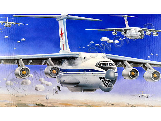 Склеиваемая пластиковая модель Советский военно-транспортный самолет ИЛ-76. Масштаб 1:144 - фото 1