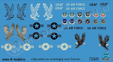 Декаль Воздушные силы США, современный самолёты. Масштаб 1:72
