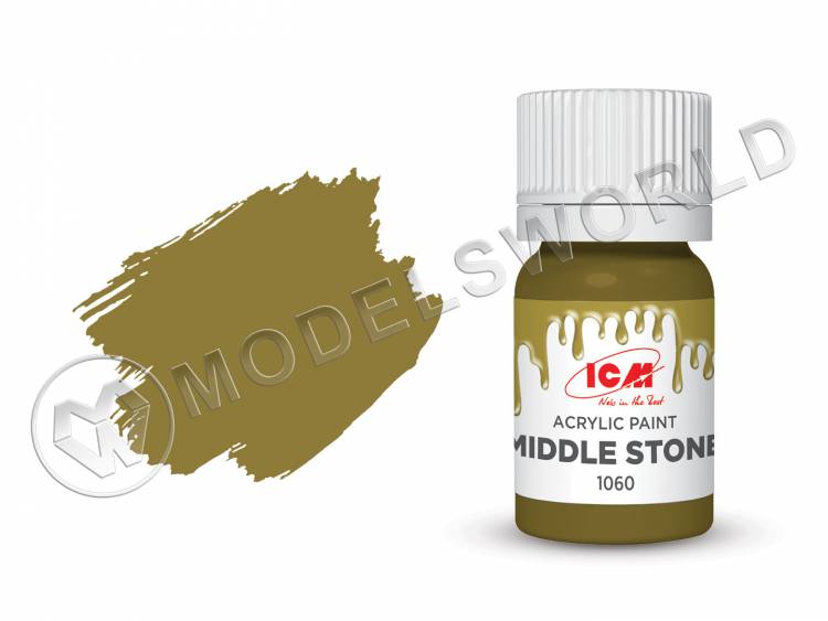 Акриловая краска ICM, цвет Средний камень (Middle Stone), 12 мл - фото 1