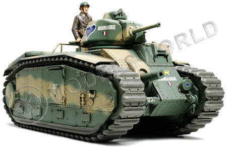 Склеиваемая пластиковая модель Французский танк B1 bis с 75-мм пушкой, наборными траками и фигурой командира. Масштаб 1:35 - фото 1