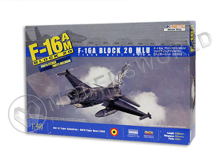 Склеиваемая пластиковая модель самолета F-16A Block 20 MLU Tiger Meet 2009. Масштаб 1:48 - фото 1