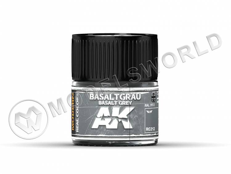 Акриловая лаковая краска AK Interactive Real Colors. Basaltgrau-Basalt Grey RAL 7012. 10 мл - фото 1