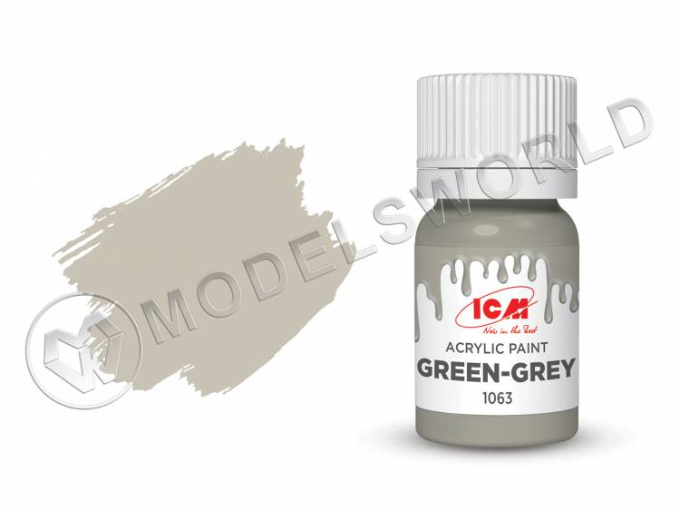 Акриловая краска ICM, цвет Серо-зеленый (Green-Grey), 12 мл - фото 1