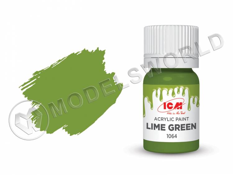 Акриловая краска ICM, цвет Лаймовый (Lime Green), 12 мл - фото 1