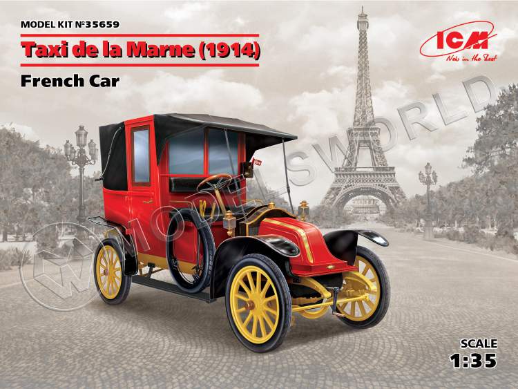 Склеиваемая пластиковая модель Французский автомобиль Марнское такси 1914 г. Масштаб 1:35 - фото 1