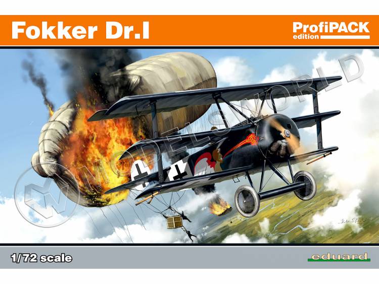 Склеиваемая пластиковая модель самолета Fokker Dr.I. ProfiPACK. Масштаб 1:72 - фото 1