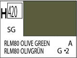 Краска водоразбавляемая художественная MR.HOBBY RLM80 OLIVE GREEN (Полу-глянцевая) 10мл. - фото 1