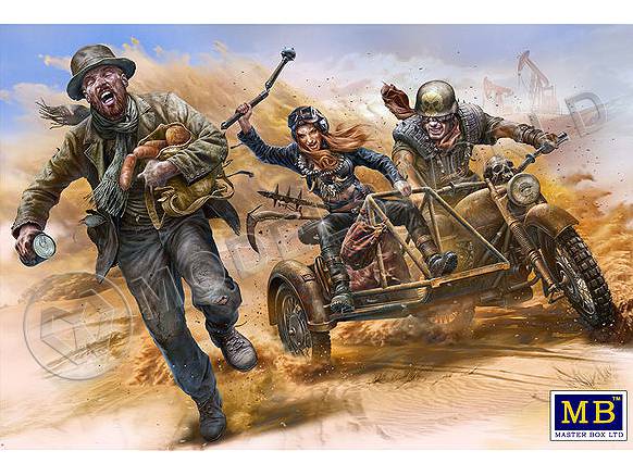 Фигуры, серия битвы в пустыне, "Клан Черепа - Поймать вора" (мотоцикл и три фигуры). Масштаб 1:35 - фото 1