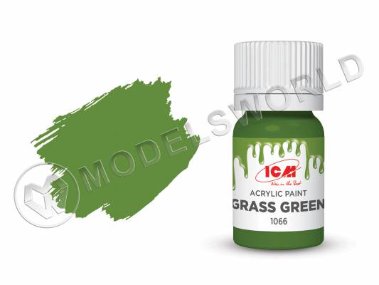 Акриловая краска ICM, цвет Зеленая трава (Grass Green), 12 мл