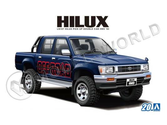 Склеиваемая пластиковая модель Toyota HiLux Pick Up Double Cab 4WD '94. Масштаб 1:24