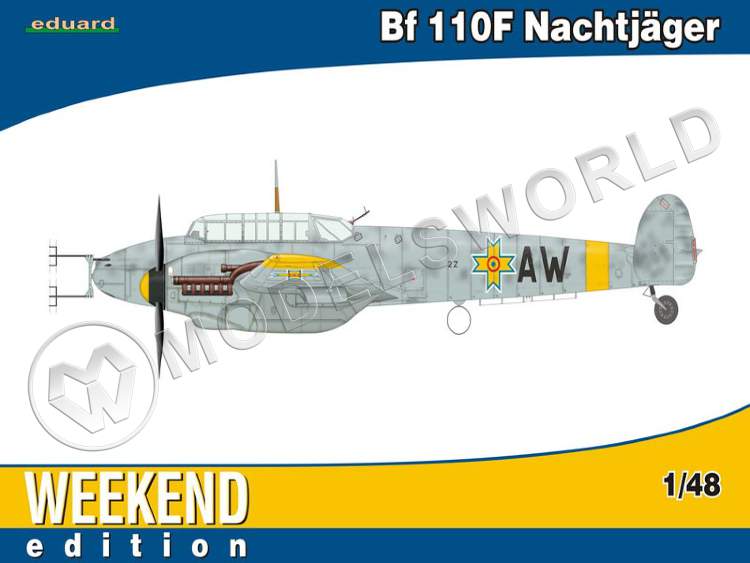 Склеиваемая пластиковая модель самолета Bf 110F Nachtjager. Масштаб 1:48 - фото 1
