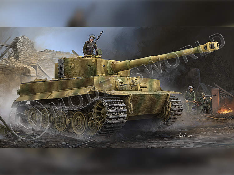 Склеиваемая пластиковая модель Немецкий танк Тигр I с покрытием Zimmerit. Масштаб 1:35 - фото 1