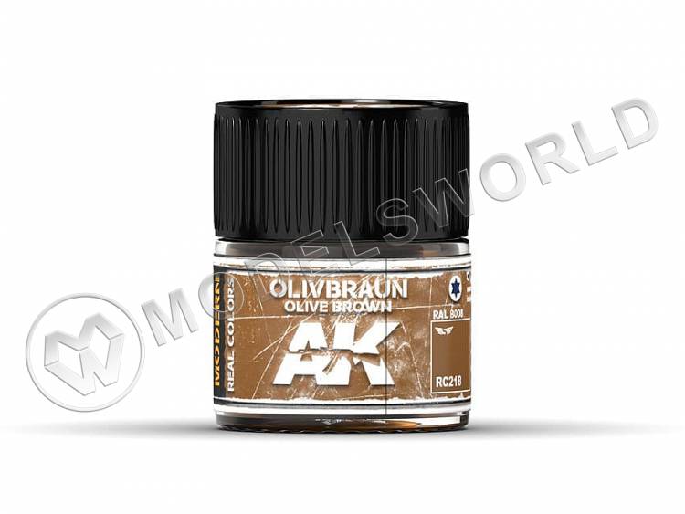 Акриловая лаковая краска AK Interactive Real Colors. Olive Braun-Olive Brown RAL 8008. 10 мл - фото 1