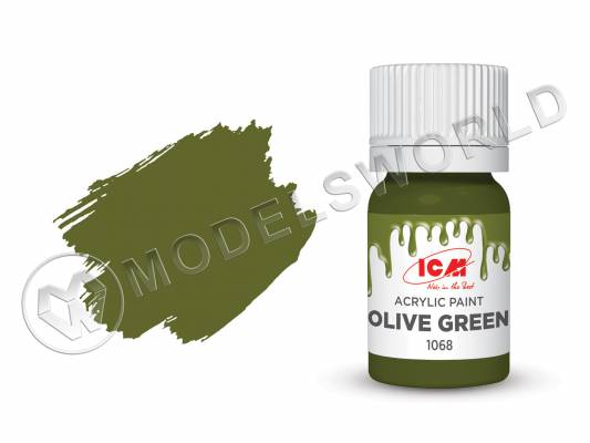 Акриловая краска ICM, цвет Оливковый (Olive Green), 12 мл