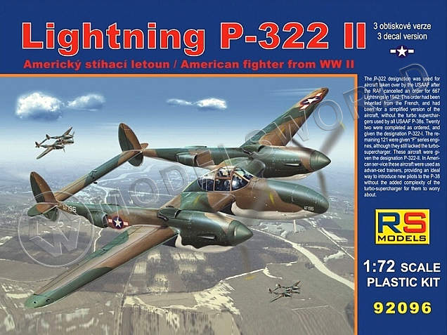 Склеиваемая пластиковая модель самолёта Lightning P-322 II. Масштаб 1:72 - фото 1