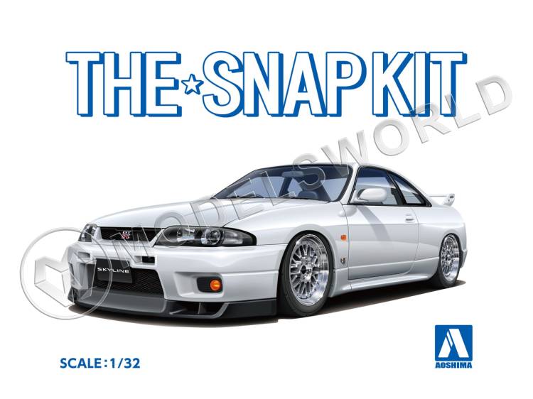 Склеиваемая пластиковая модель SNAPKIT Nissan Skyline GT-R -R33 Custom Wheel (White). Масштаб 1:32 - фото 1