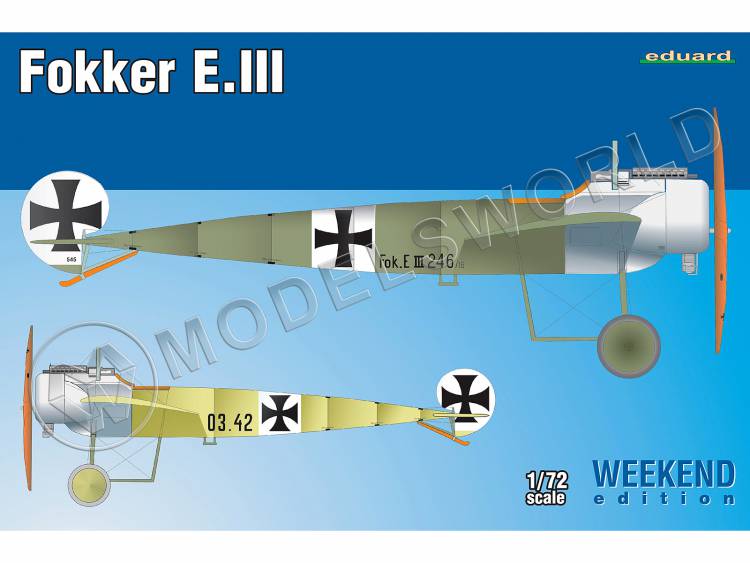 Склеиваемая пластиковая модель истребителя Fokker E.III. Weekend. Масштаб 1:72 - фото 1